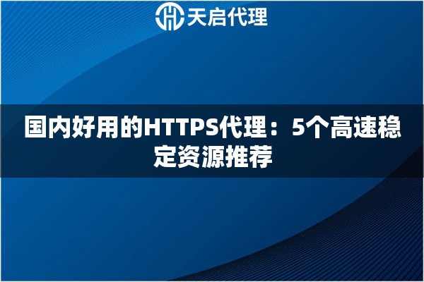 国内好用的HTTPS代理：5个高速稳定资源推荐