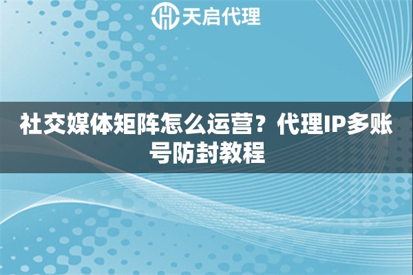 社交媒体矩阵怎么运营?代理IP多账号防封教程 社交媒体矩阵怎么运营?代理IP多账号防封教程