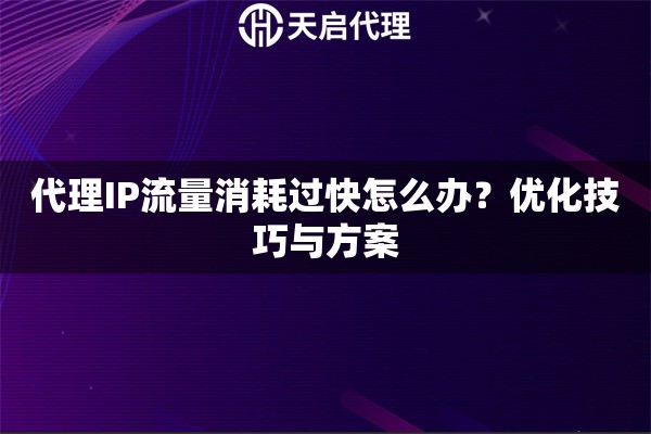 代理IP流量消耗过快怎么办？优化技巧与方案