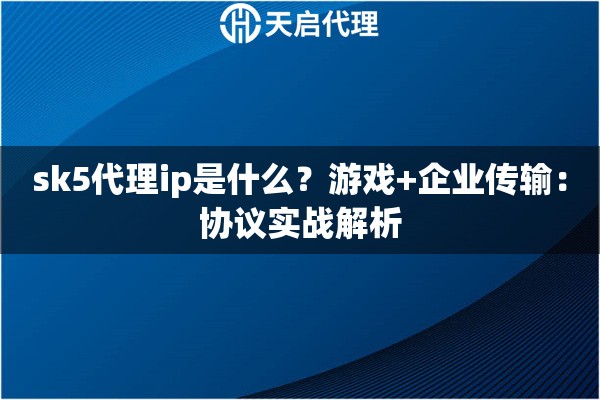 sk5代理ip是什么？游戏+企业传输：协议实战解析