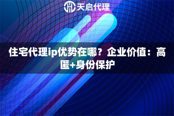 住宅代理ip优势在哪？企业价值：高匿+身份保护