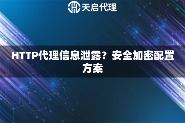 HTTP代理信息泄露？安全加密配置方案