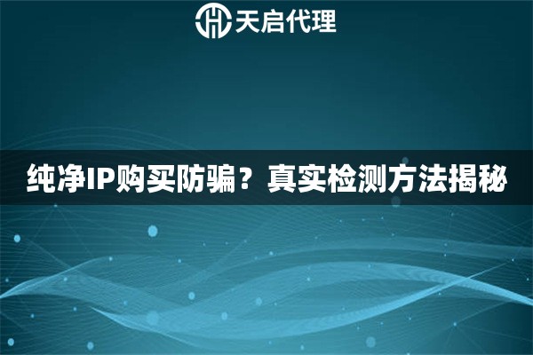 纯净IP购买防骗？真实检测方法揭秘