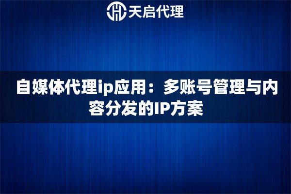 自媒体代理ip应用：多账号管理与内容分发的IP方案