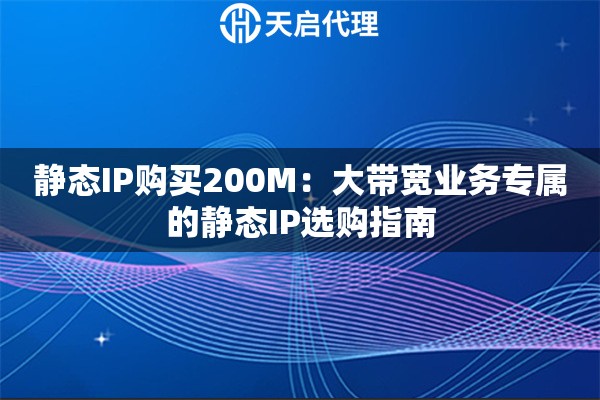 静态IP购买200M：大带宽业务专属的静态IP选购指南