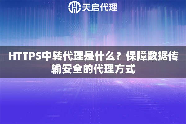 HTTPS中转代理是什么？保障数据传输安全的代理方式