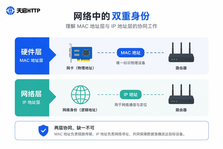 MAC与IP双层身份示意图