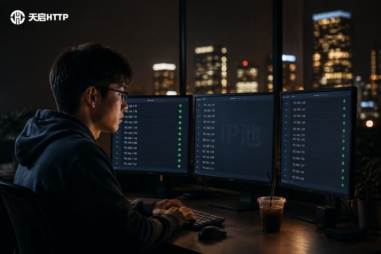数据工程师深夜监控IP池运行状态