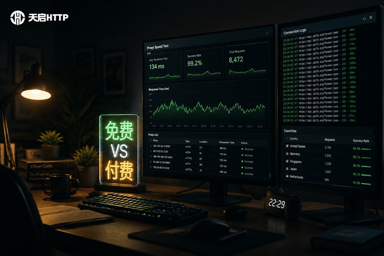免费代理IP和付费代理IP差距有多大？2026年实测数据告诉你该不该花钱