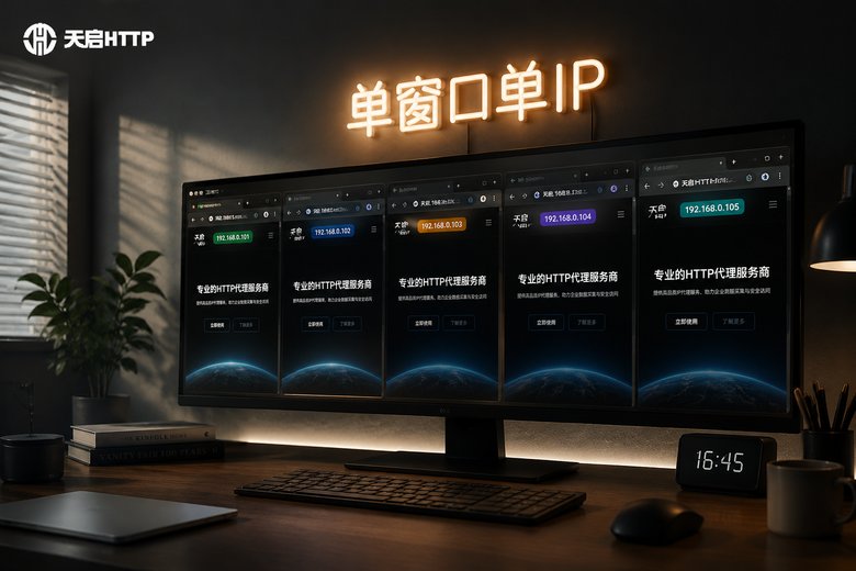 电脑屏幕上多个浏览器窗口各自显示不同IP地址