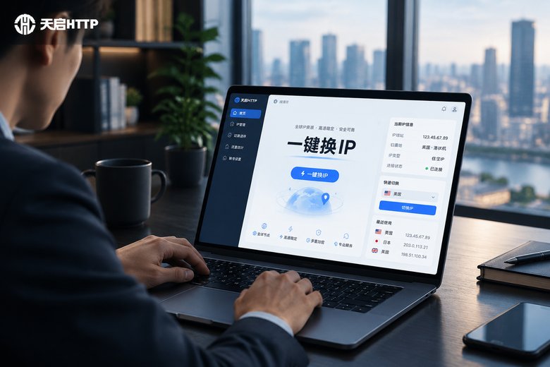 天启IP客户端一键换IP操作界面