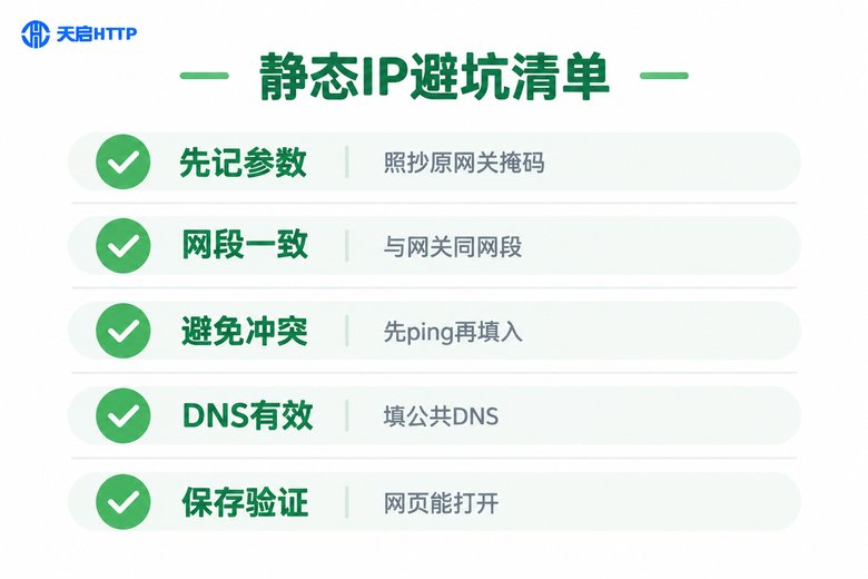 静态IP设置避坑清单信息图