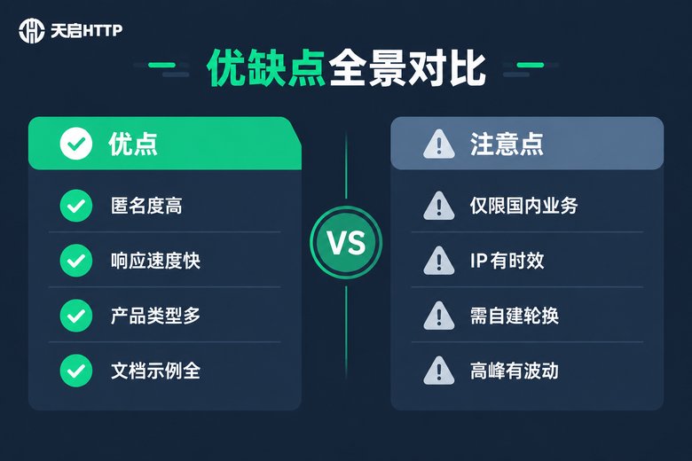 天启HTTP代理优缺点对比信息图