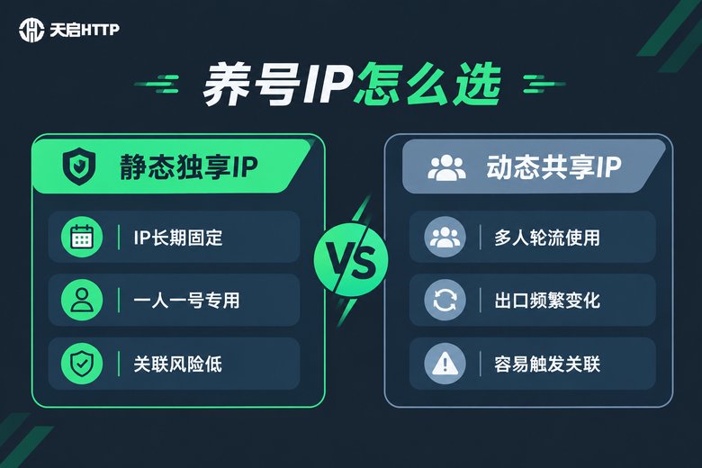 静态独享IP与动态共享IP对比信息图