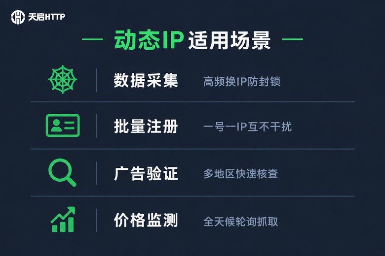 动态IP适用场景信息图