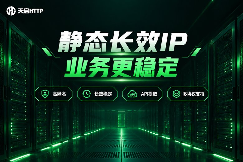 天启HTTP静态长效IP代理服务品牌信息图