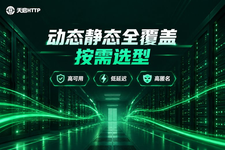 天启HTTP动态静态IP按需选型品牌信息图