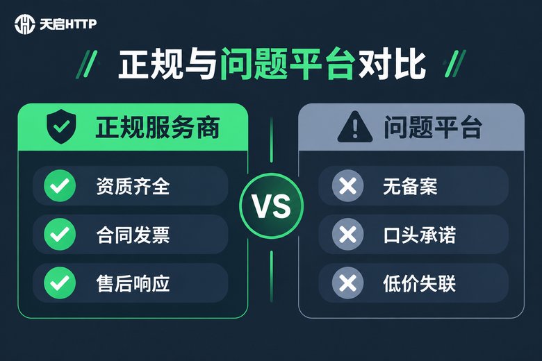 正规服务商与问题平台对比信息图