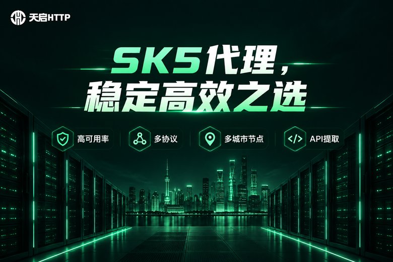 天启HTTP品牌图:SK5代理,稳定高效之选