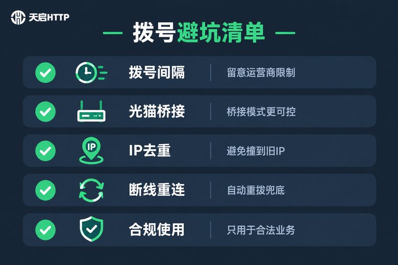 ADSL拨号换IP五大避坑清单信息图
