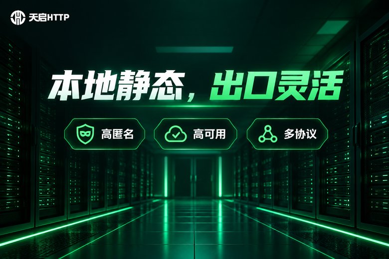天启HTTP品牌信息图:本地静态出口灵活