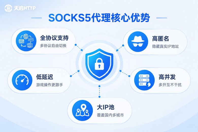 SOCKS5代理核心优势信息图