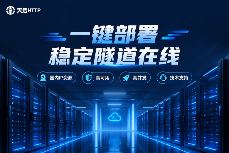 天启HTTP品牌图:一键部署稳定隧道在线,国内IP资源高可用