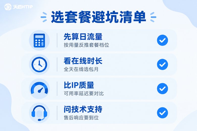 代理IP套餐选择避坑清单信息图