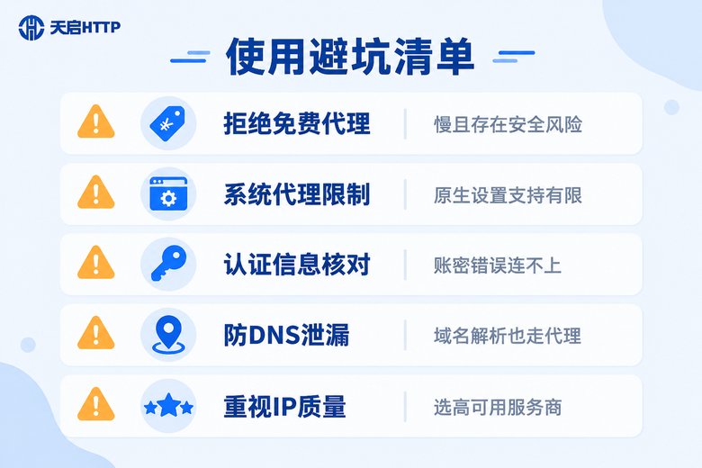 SOCKS5代理使用避坑清单信息图