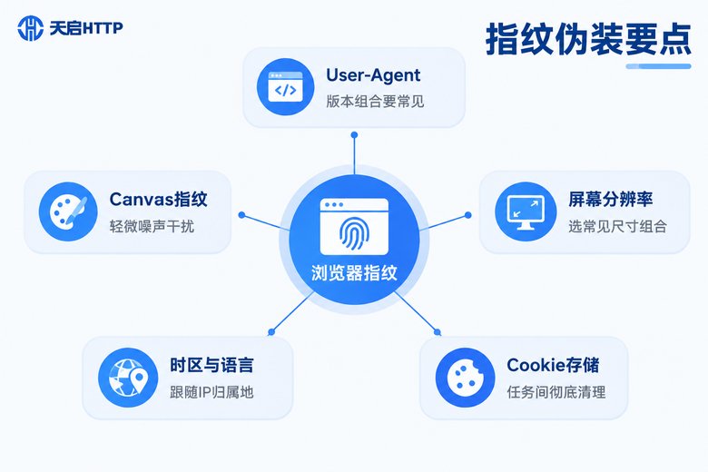 浏览器指纹伪装要点信息图
