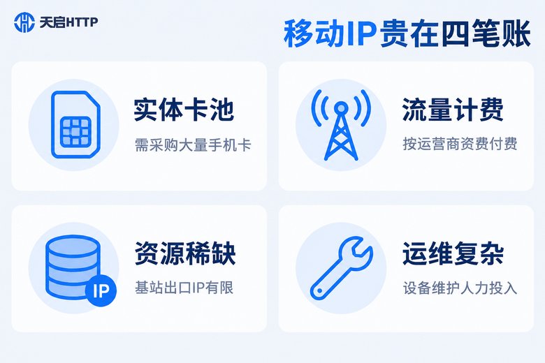移动代理IP四项成本构成信息图