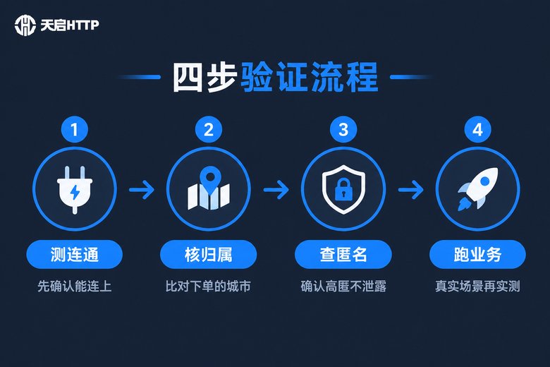 代理IP四步验证流程信息图