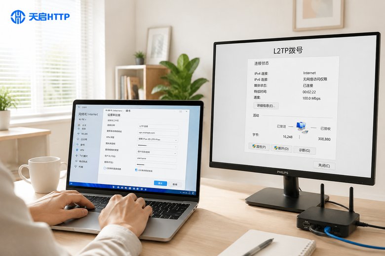 动态L2TP代理购买后怎么在Windows上拨号：详细教程