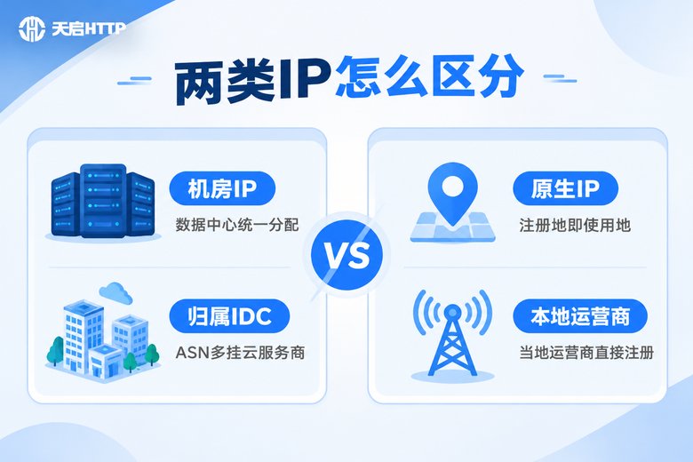 机房IP与原生IP属性对比信息图