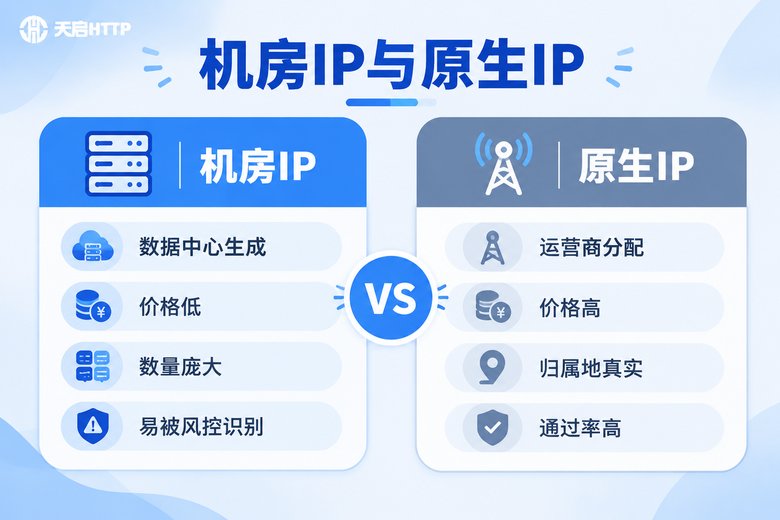 机房IP与原生IP核心差异对比信息图