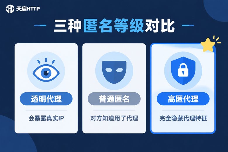 信息图:透明代理、普通匿名与高匿代理对比