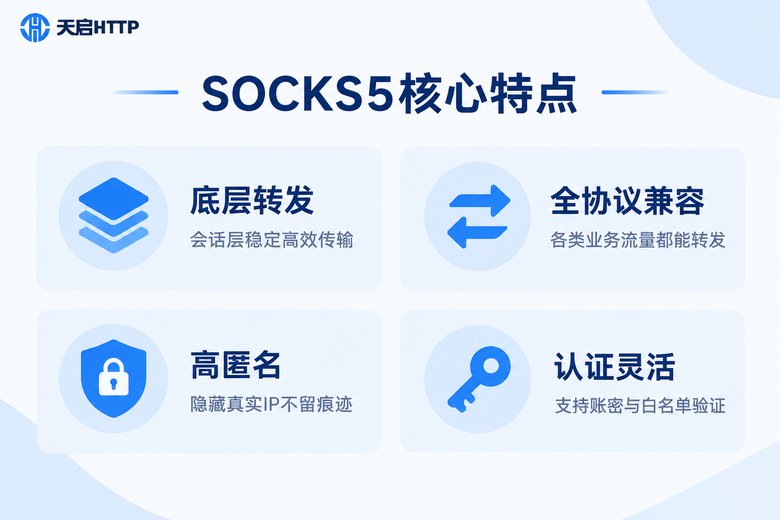 SOCKS5代理四大核心特点信息图