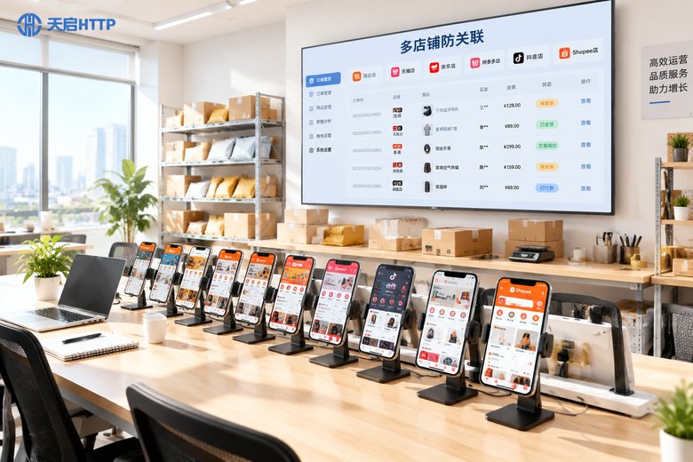 电商多店铺运营场景,大屏展示多店铺防关联管理后台