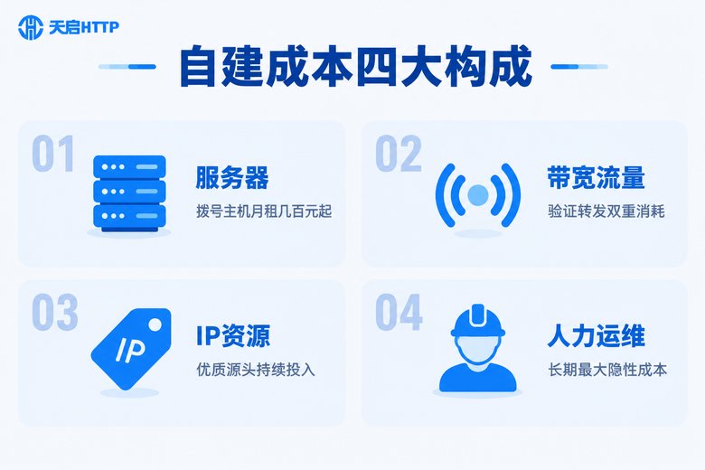 自建代理IP池成本构成分析信息图