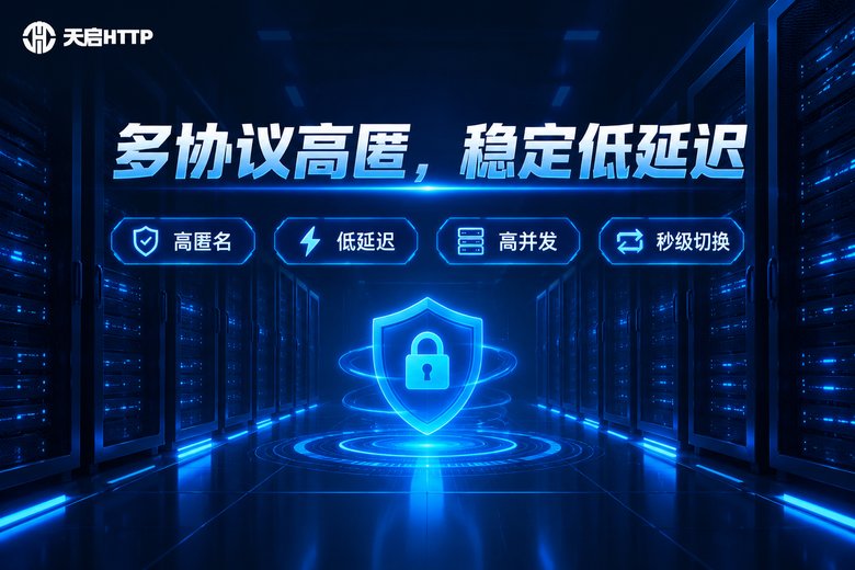 天启HTTP品牌图:多协议高匿代理,稳定低延迟