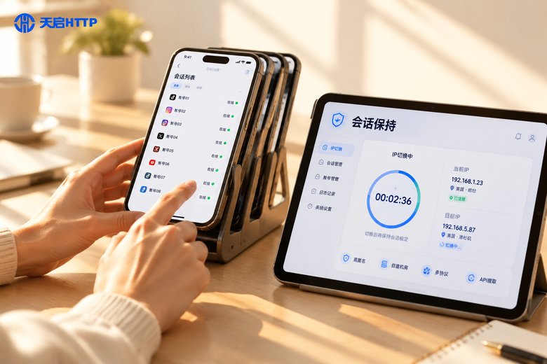 多账号手机支架与会话保持面板,代理IP切换频率管理场景