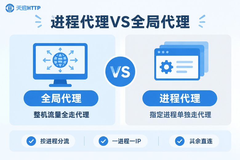 进程代理与全局代理对比信息图