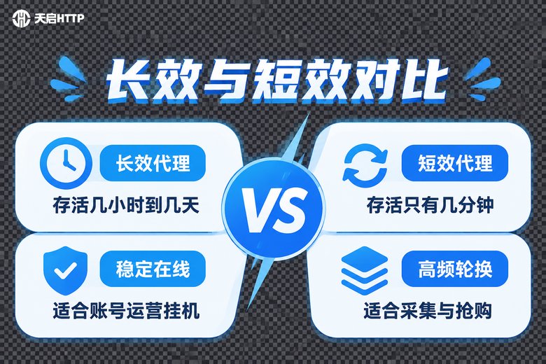 长效代理与短效代理特性对比信息图